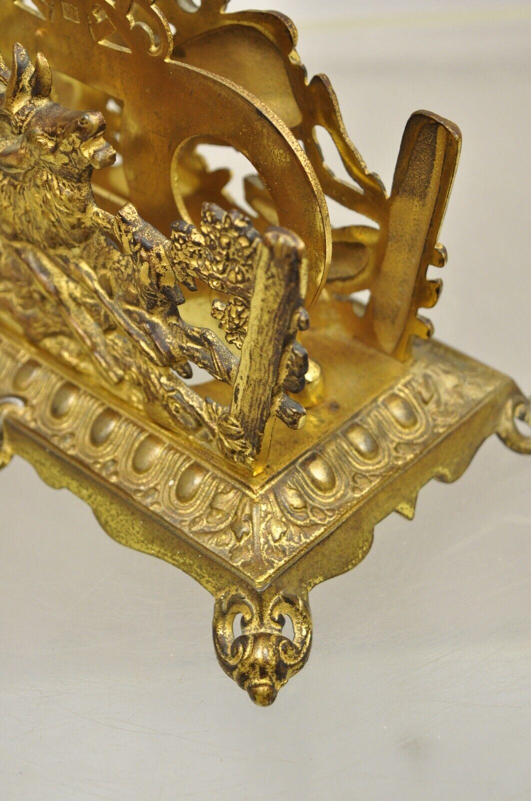 Bradley & Hubbard Louis XV Style Gold Gilt Bronze Hunt Scene Desk Letter Holder 1
