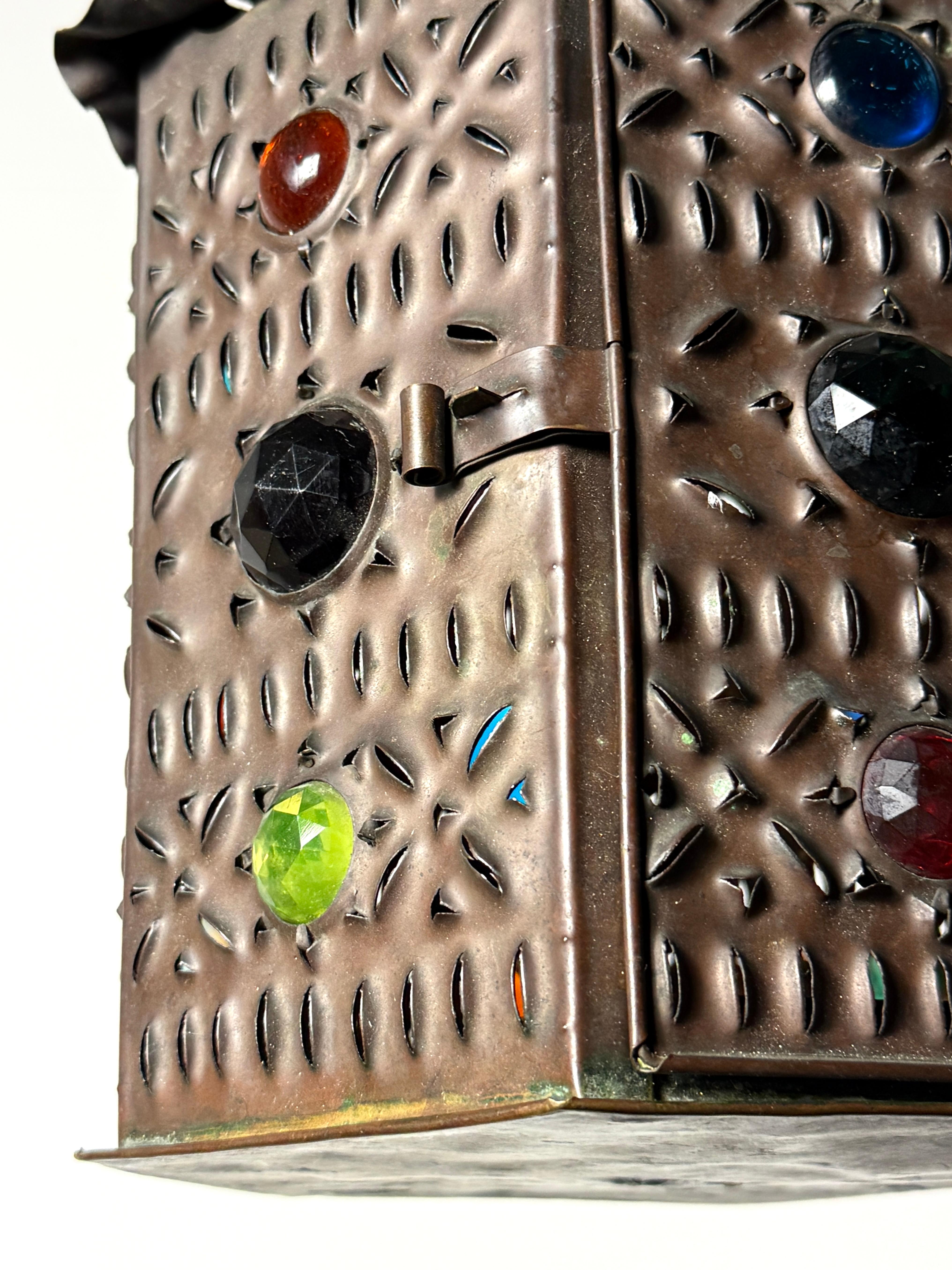 Farol colgante de latón perforado estilo Bradley & Hubbard Aesthetic Movement Latón en venta