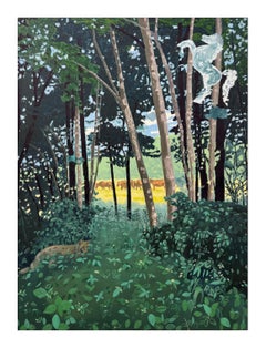 The Tired Horses, peinture contemporaine, huile sur toile, paysage, flore