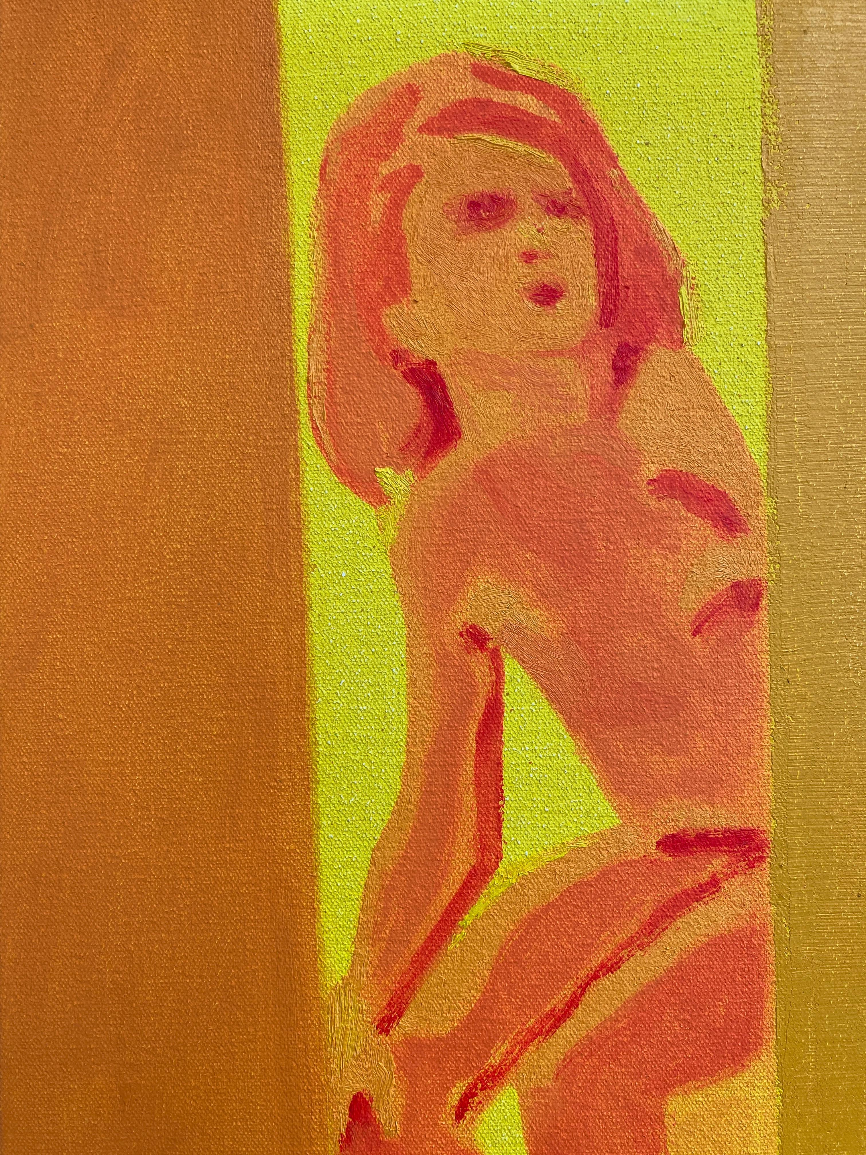 Glow Girl, Contemporary Oil Painting, Orange, Yellow For Sale 2