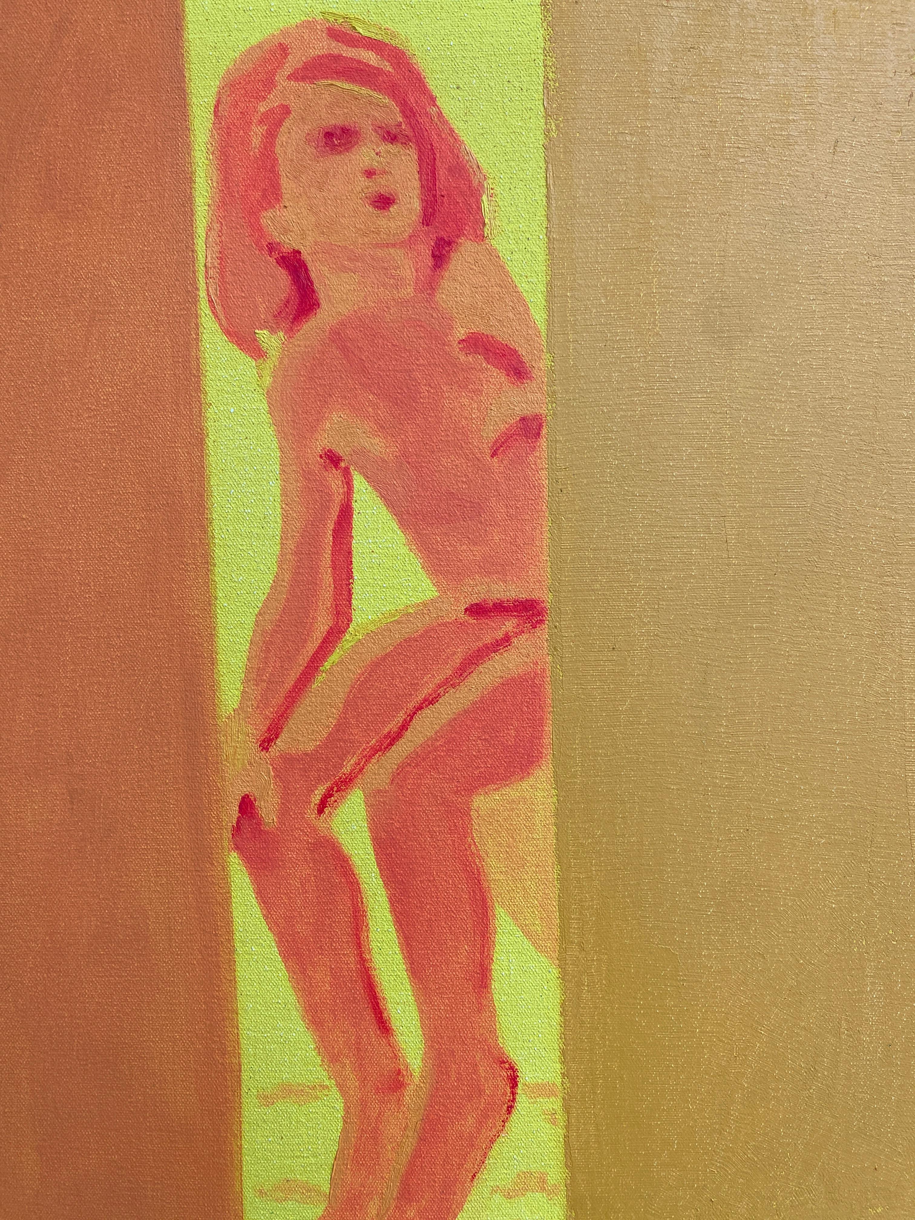 Glow Girl, Contemporary Oil Painting, Orange, Yellow For Sale 3
