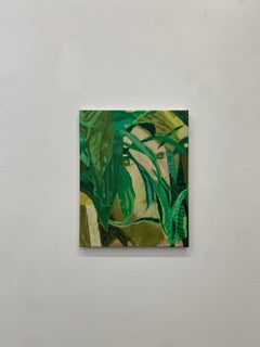 Speaking Through Flowers(EK), Contemporary Oil Painting, Floral, Portrait