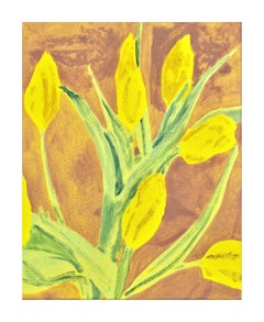 Speaking Through Flowers(LP), Zeitgenössisches Ölgemälde, Blumen, Porträt