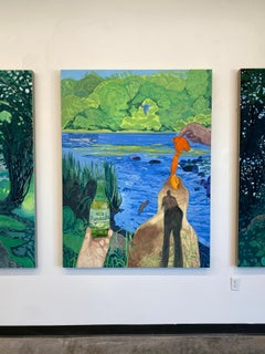 The River, Contemporary Painting, Oil on Canvas, Landscape, Flora, Waterscape