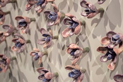 Quartz with Raspberry Floral Wall Installation