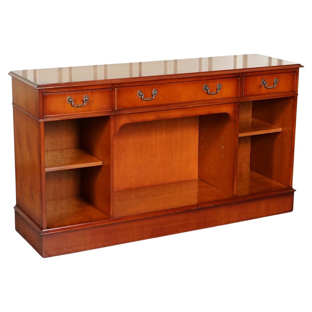 Triple Bank Bradley Furniture Burr Yew Wood Library Display Bookcase