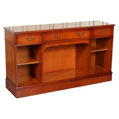 Bradley Vintage Yew Wood Open Dwarf Sideboard Bookcase Tv Cabinet