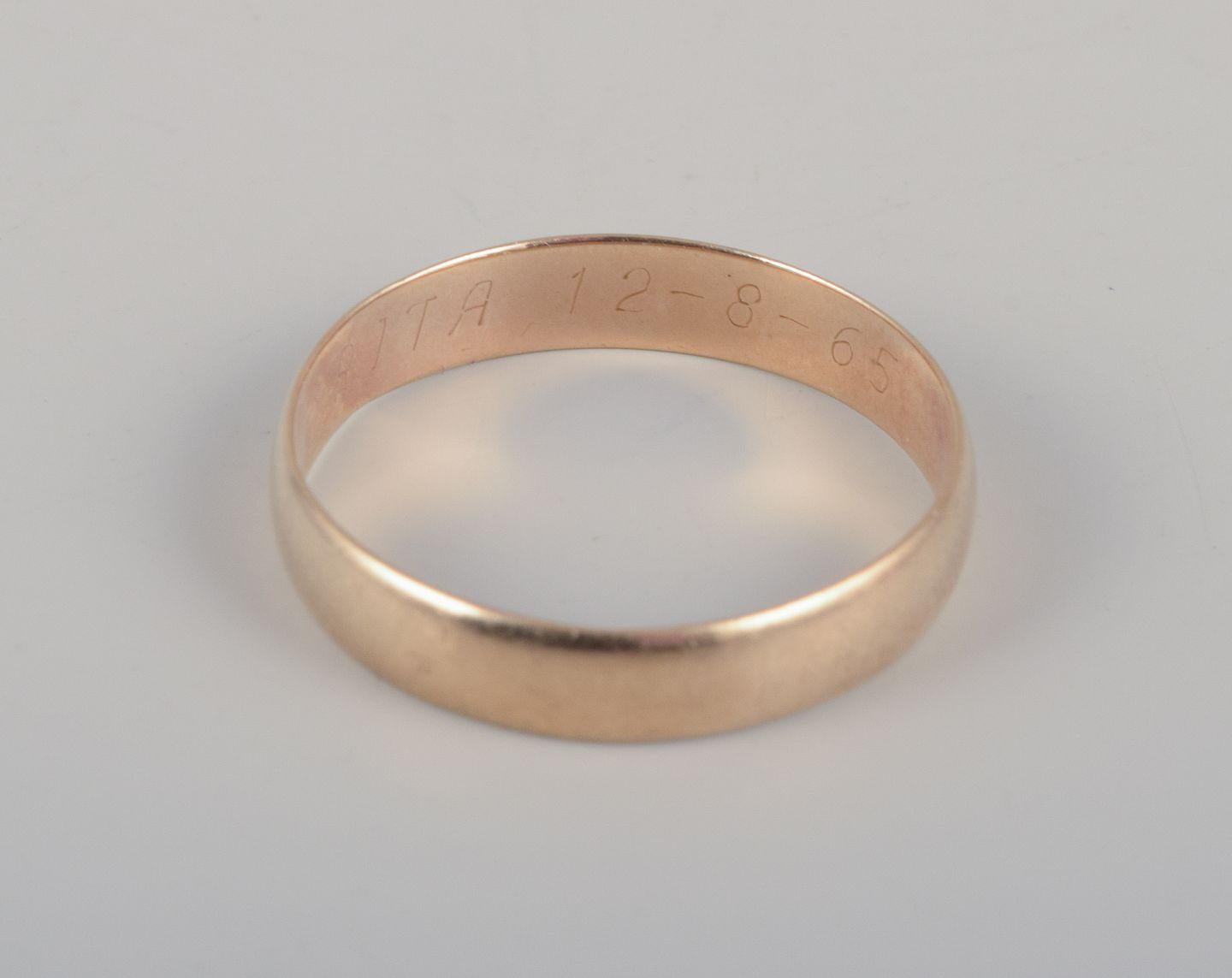 Bræmer Jensen, Danish goldsmith. 14 karat alliance ring. In Excellent Condition For Sale In bronshoj, DK