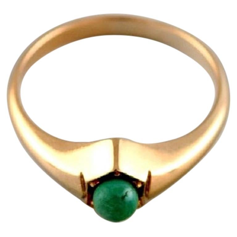 Bræmer-Jensen, Denmark, Vintage Ring in 14 Carat Gold with Green Malachite  at 1stDibs | braemer jensen ring