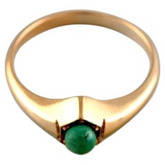 Bræmer-Jensen:: Dänemark:: Vintage-Ring aus 14 Karat Gold mit grünem Malachit