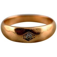 Bræmer-Jensen, Gold Ring 14 Karat with Brilliant Cut Diamond, circa 1970s