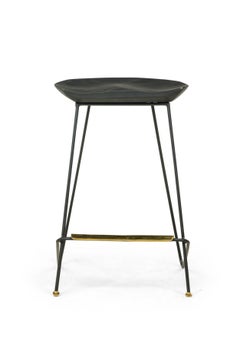 "Braga" Sgabelli contemporanei/moderni in legno ebanizzato e bronzo lucido