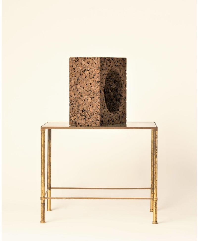 Braga Solid Burnt Cork Minimalist Lamp & Sconce by Facto Atelier Paris In Excellent Condition For Sale In Chicago, IL