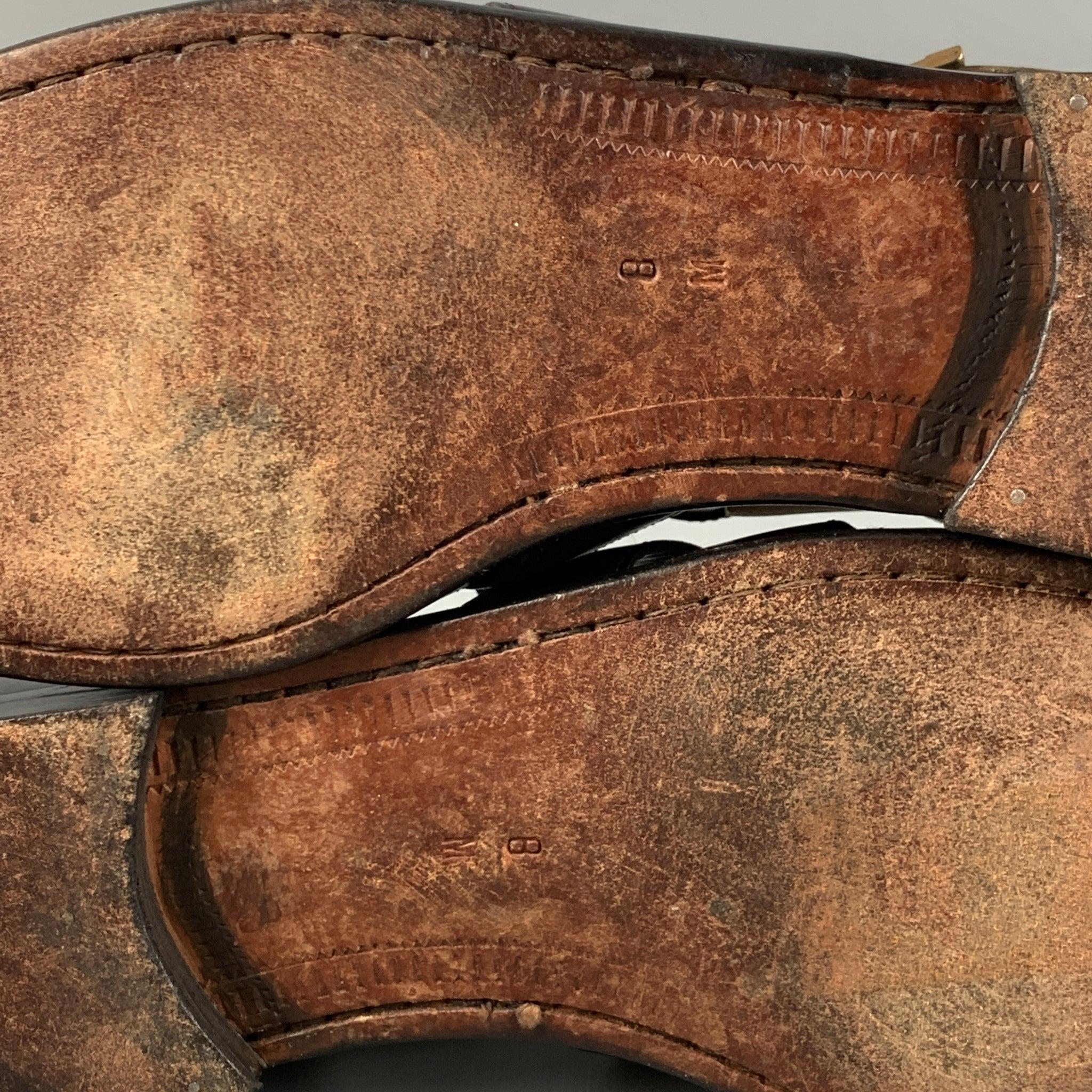 BRAGANO Size 8 Black Leather Sandals 3