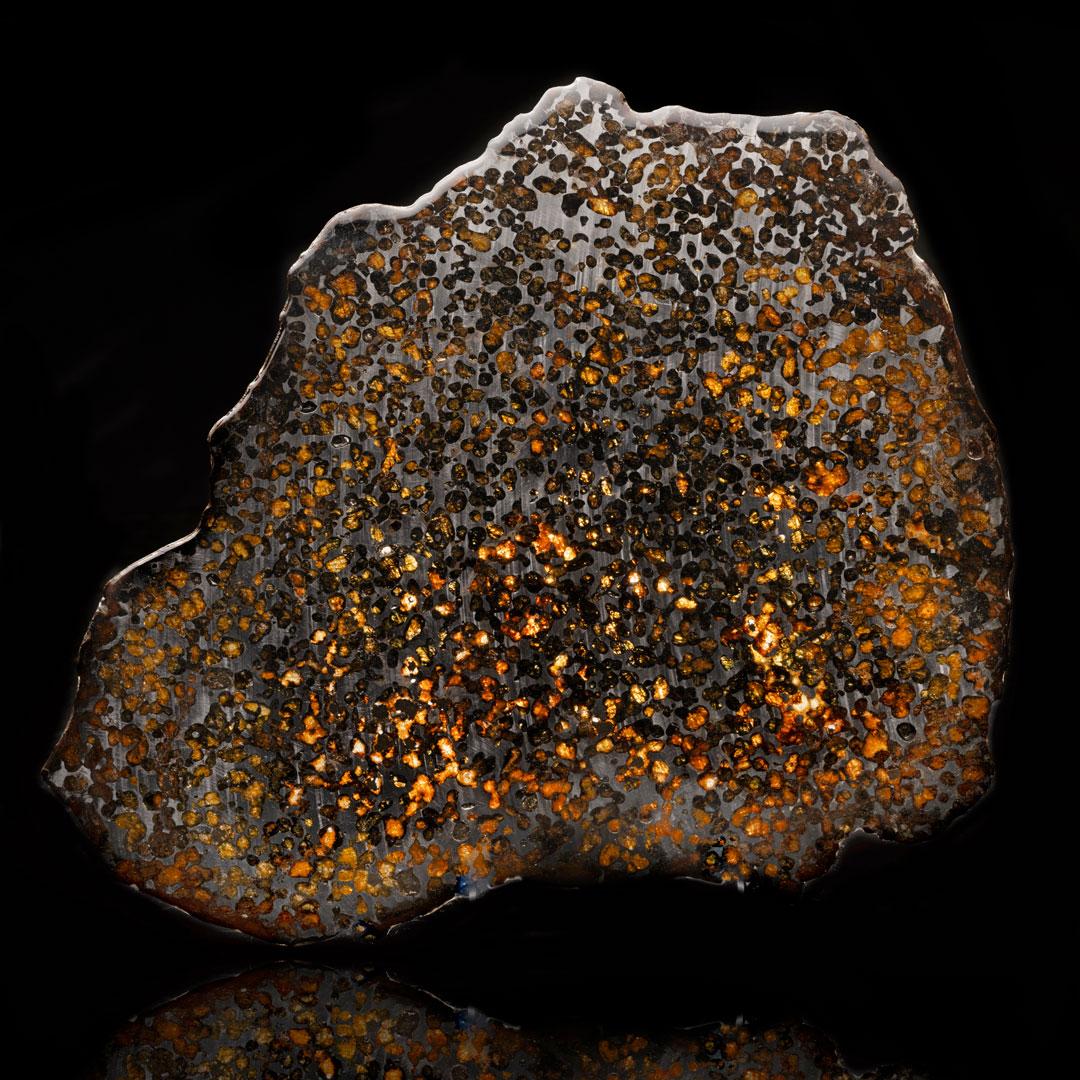 Belarusian Brahin Pallasite Meteorite Slice // 12-3/4