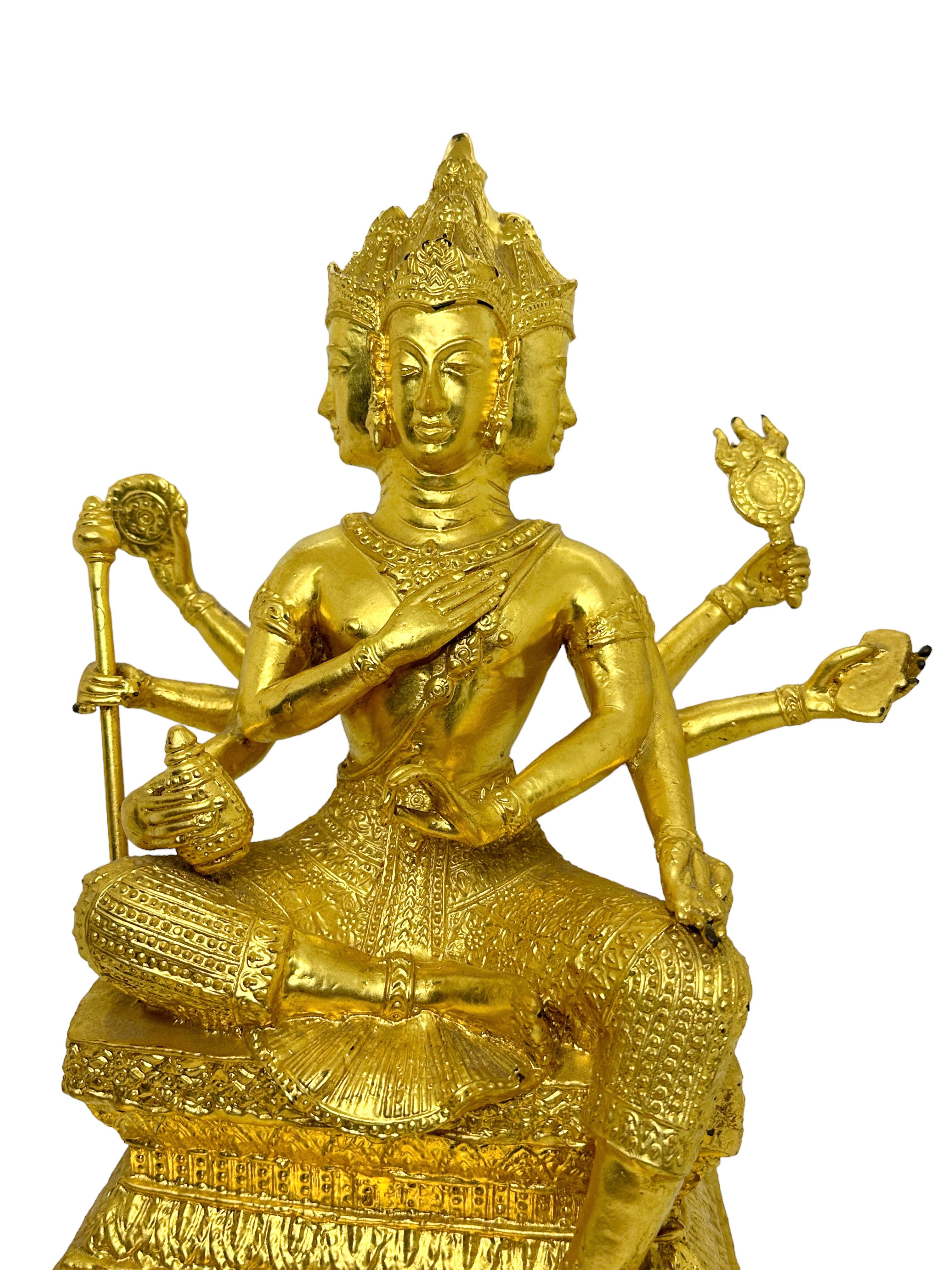 Thai Brahma - Four Faces - Eight Arms Sculpture Statue Vintage 1980s, Asia For Sale