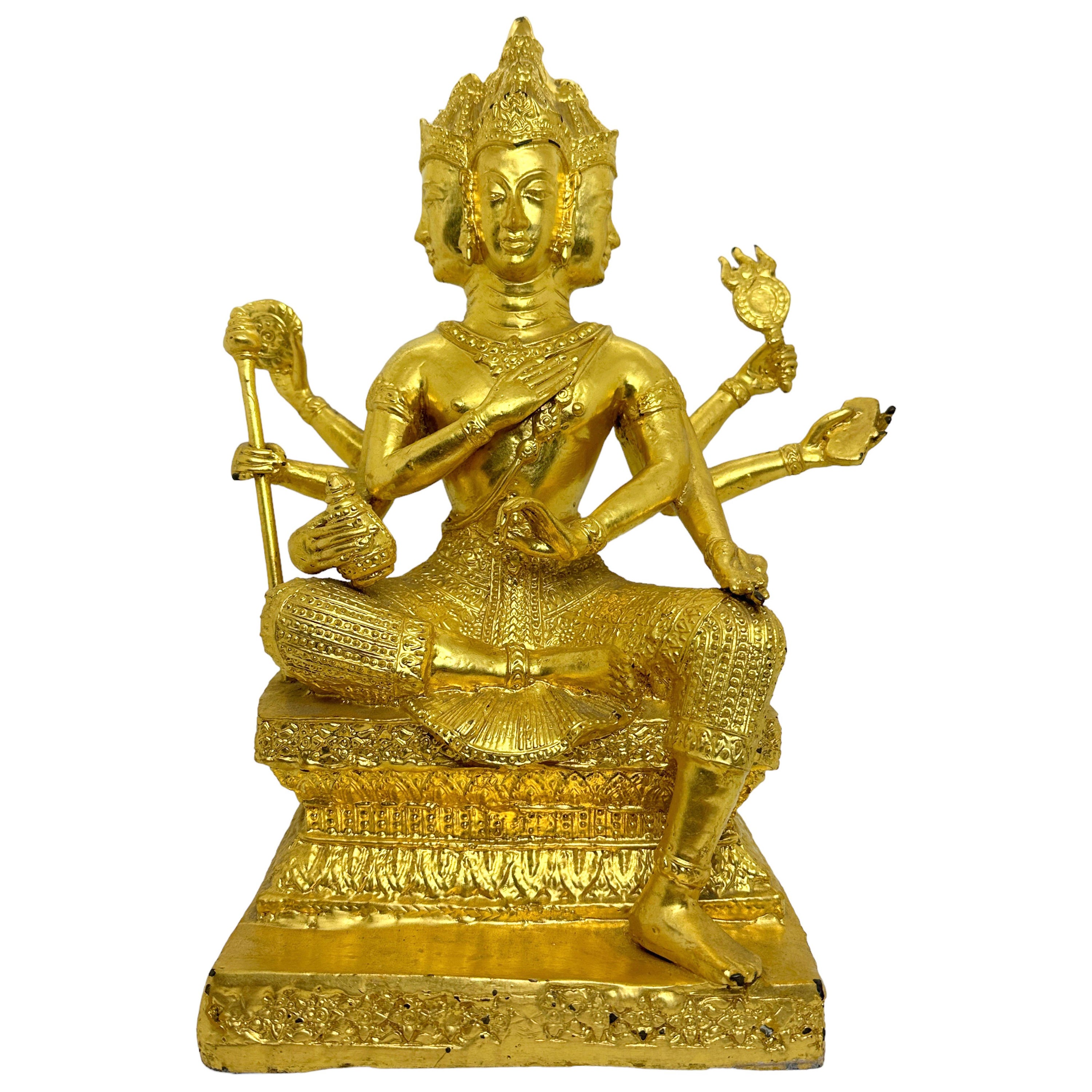 Brahma - Quatre visages - Sculpture à huit bras - Statue vintage des années 1980, Asie en vente