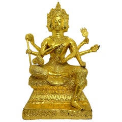 Brahma - Scultura a quattro facce e otto braccia - Statua Vintage anni '80, Asia