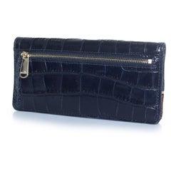 Brahmin, croc embossed brown blue leather wallet