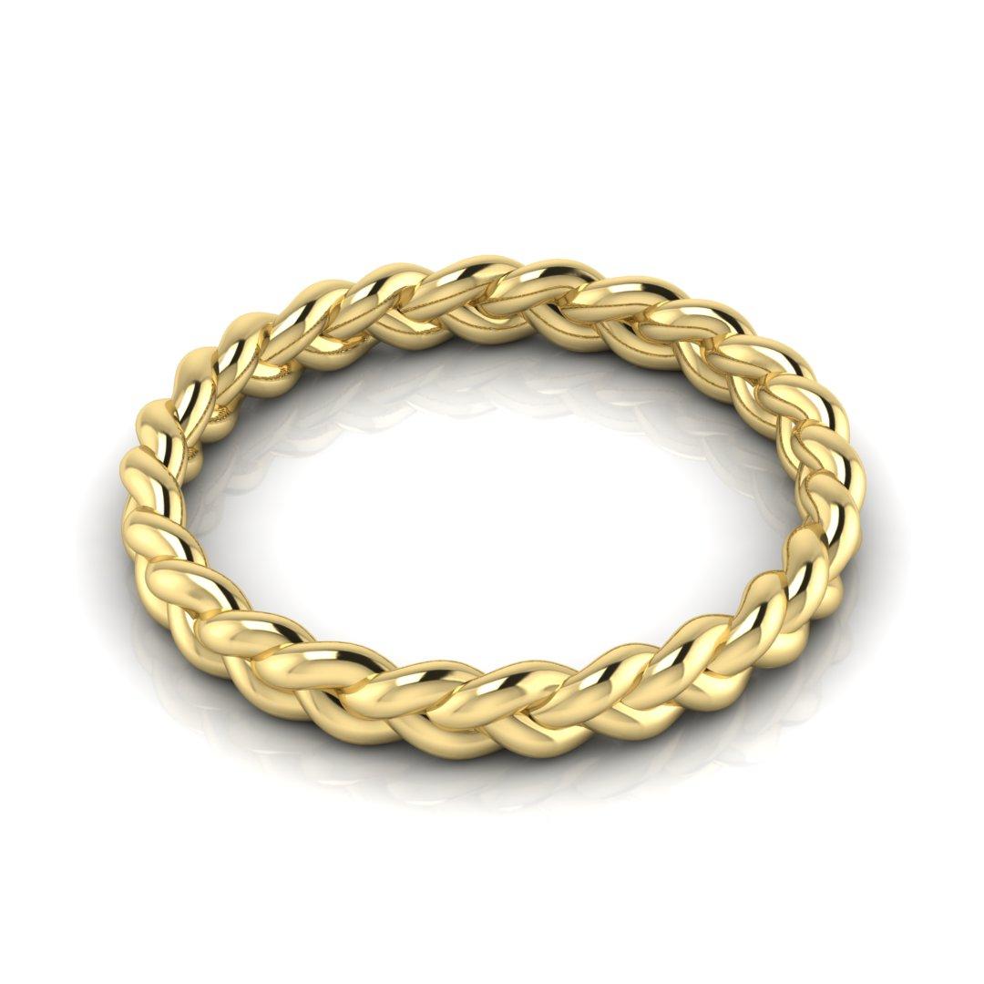 Bracelet tressé en or jaune massif 22K par Romae Jewelry. Notre bracelet tressé 