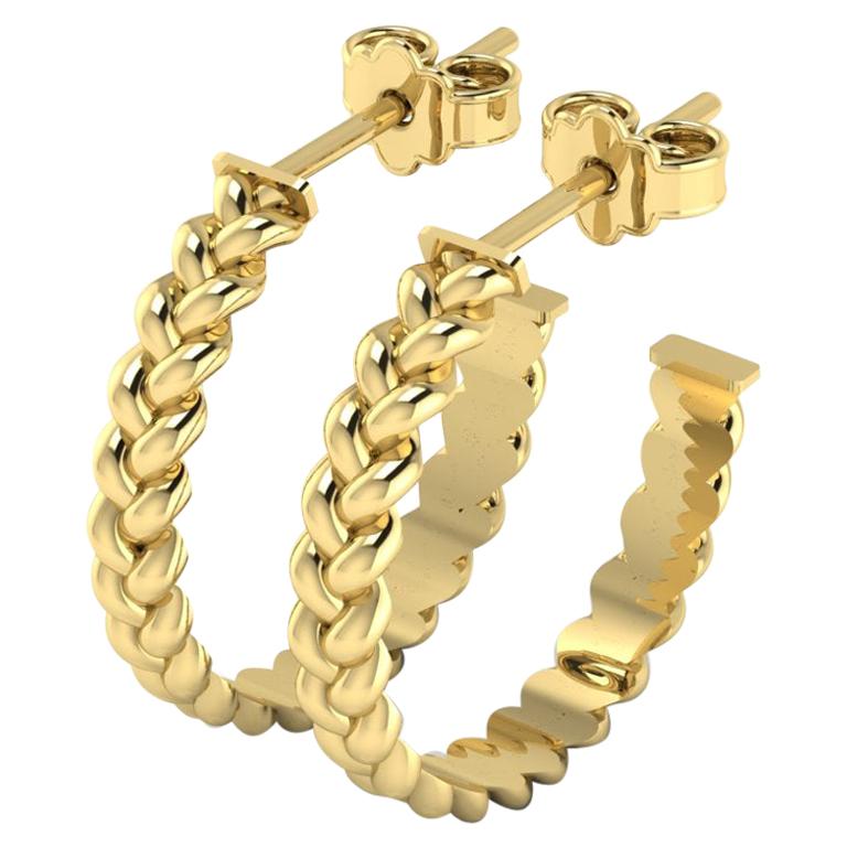 18 Karat Yellow Gold Statement Hoop Earrings, Small Mobius, Fine Jewelry. For Sale at 1stDibs