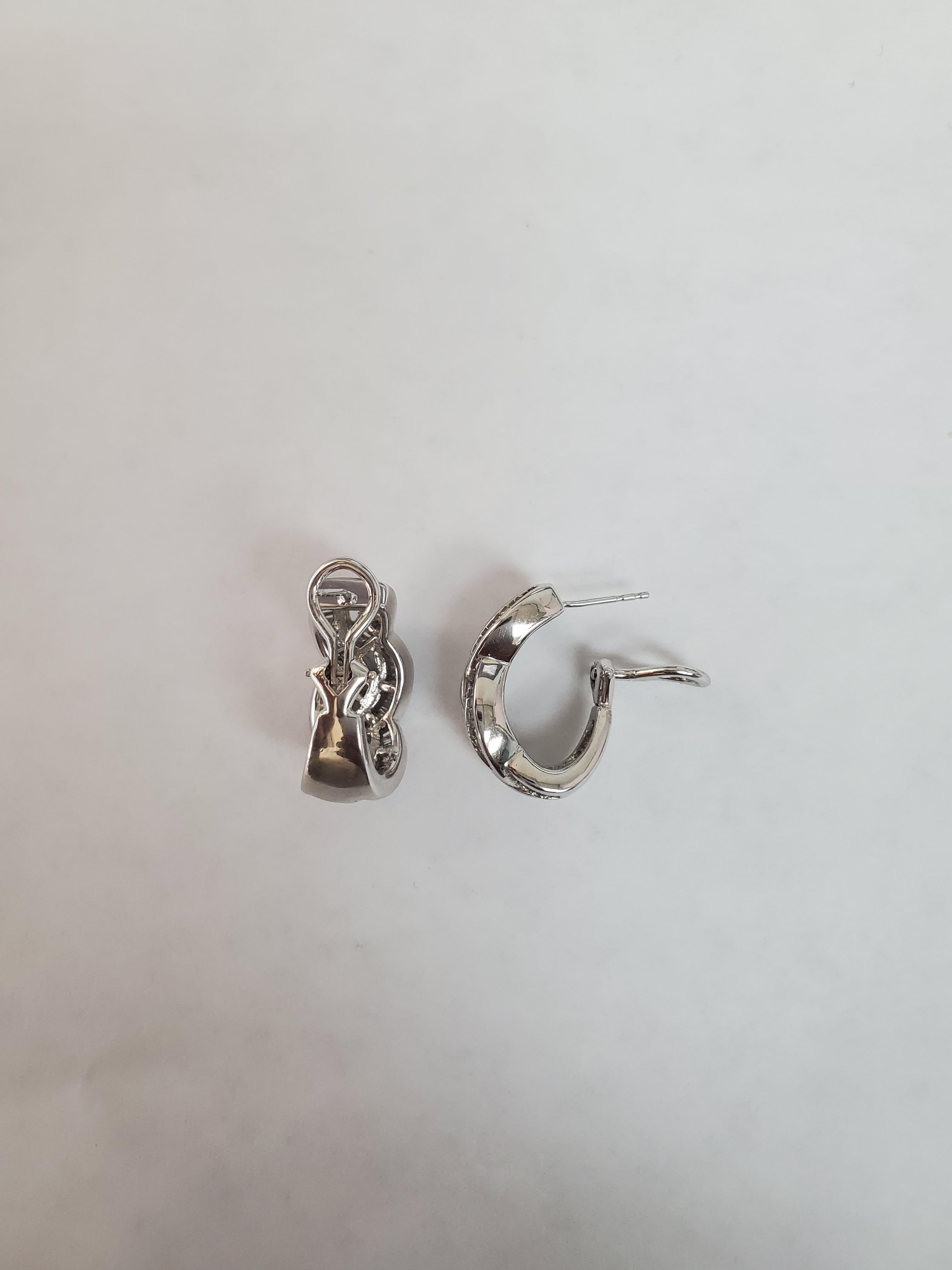 da uomo o donna Orecchini con diamanti a treccia 1,54cttw in oro bianco 14k in vendita