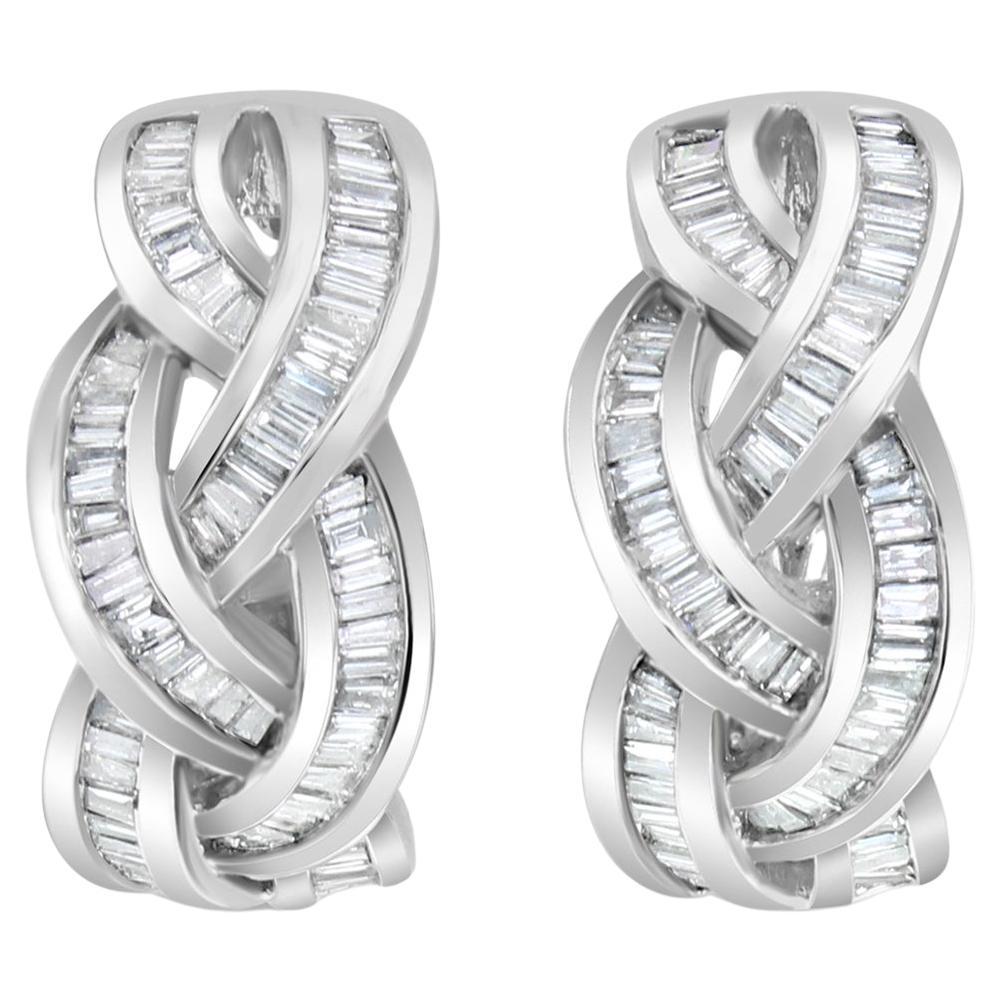 Braid Style Diamond Earrings 1.54cttw 14k White Gold