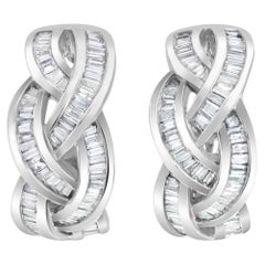Braid Style Diamond Earrings 1.54cttw 14k White Gold