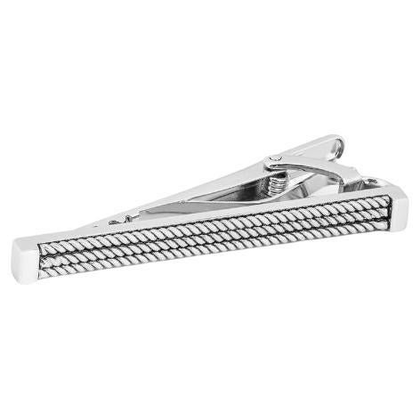 Braid Tie Clip with Rhodium Finish