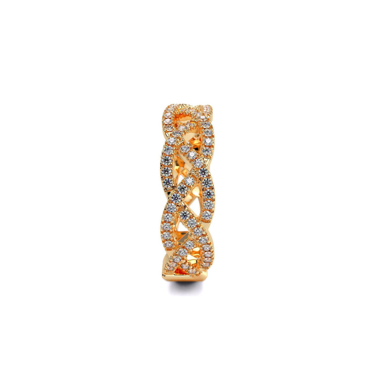 For Sale:  Braided 14k gold ring with moissanites. 2