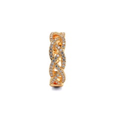 Braided 14k gold ring with moissanites.