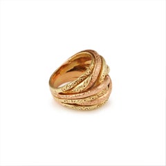 Braided 18 Carats Yellow Gold and Rose Gold Ring