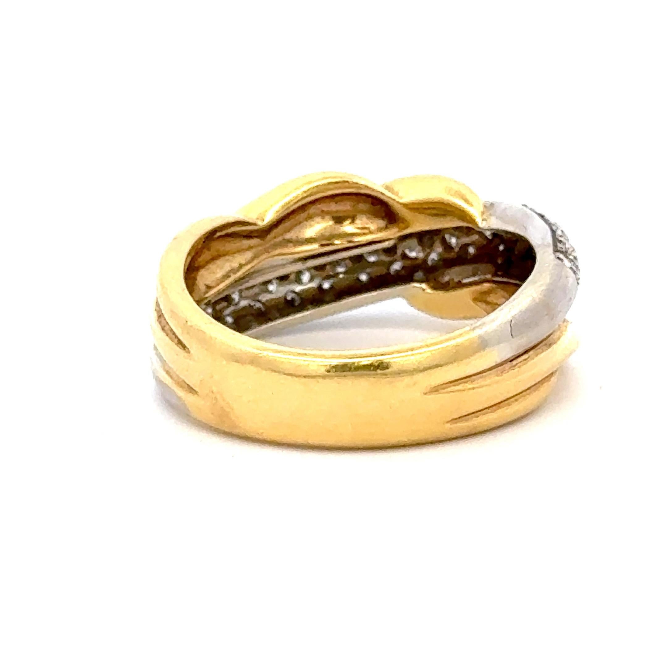 Contemporain Bague tressée en or jaune 18 carats avec diamants 0,85 carat 8,7 grammes en vente