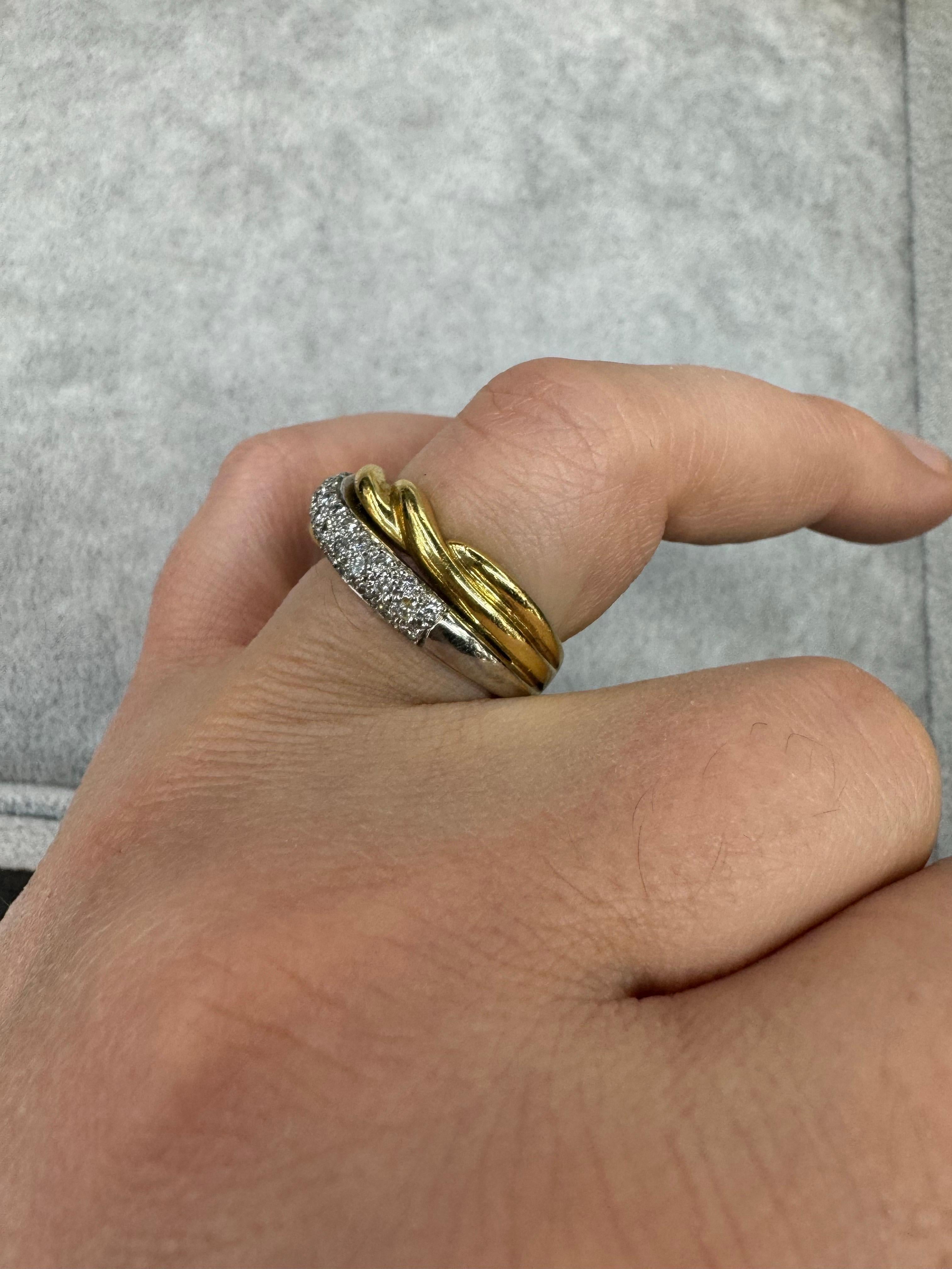 Bague tressée en or jaune 18 carats avec diamants 0,85 carat 8,7 grammes Pour femmes en vente