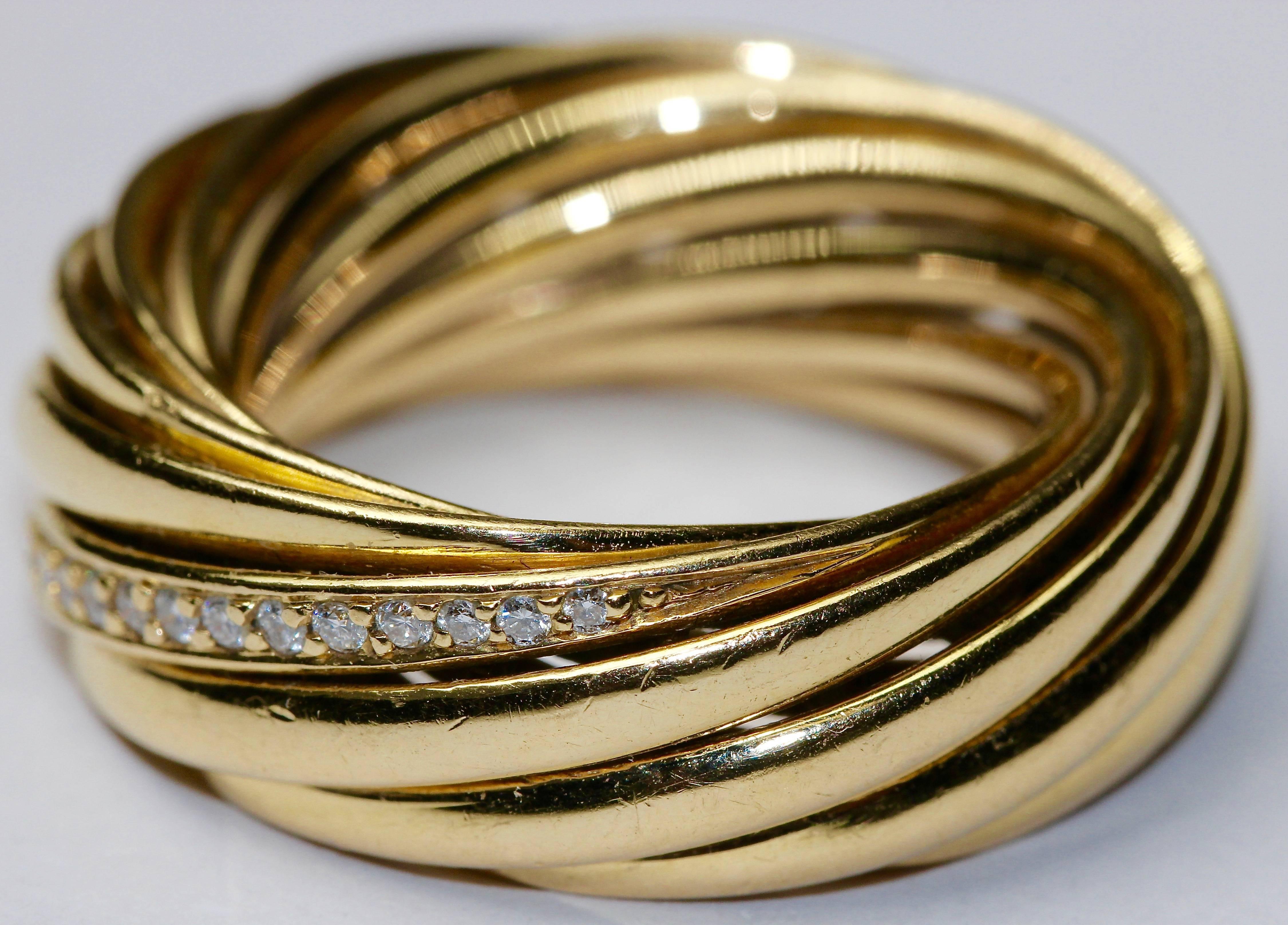Ring aus geflochtenem 18 Karat Gold 'Helioro by Kim' WEMPE, besetzt mit 36 Diamanten, (Moderne) im Angebot