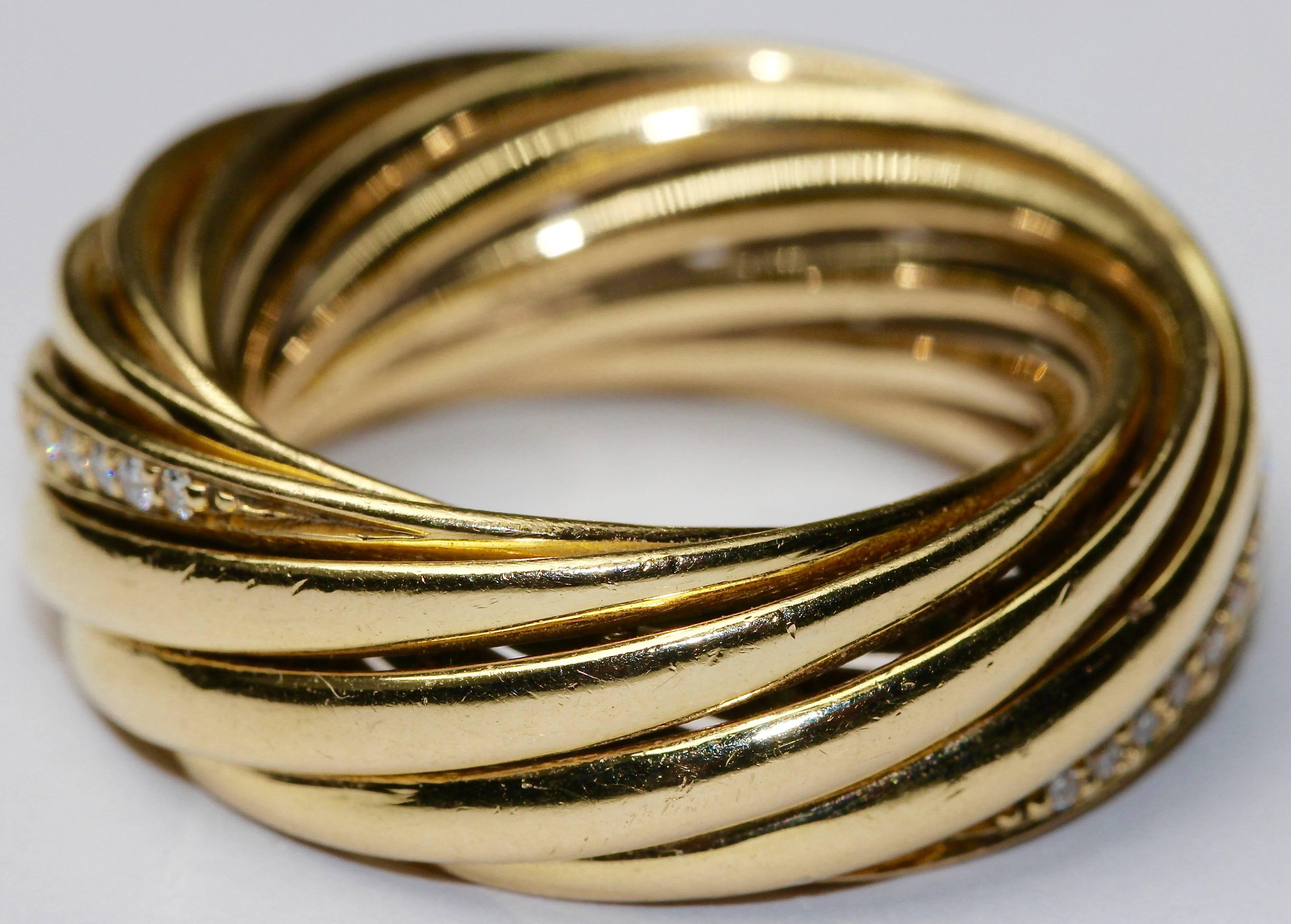 Ring aus geflochtenem 18 Karat Gold 'Helioro by Kim' WEMPE, besetzt mit 36 Diamanten, im Zustand „Gut“ im Angebot in Berlin, DE