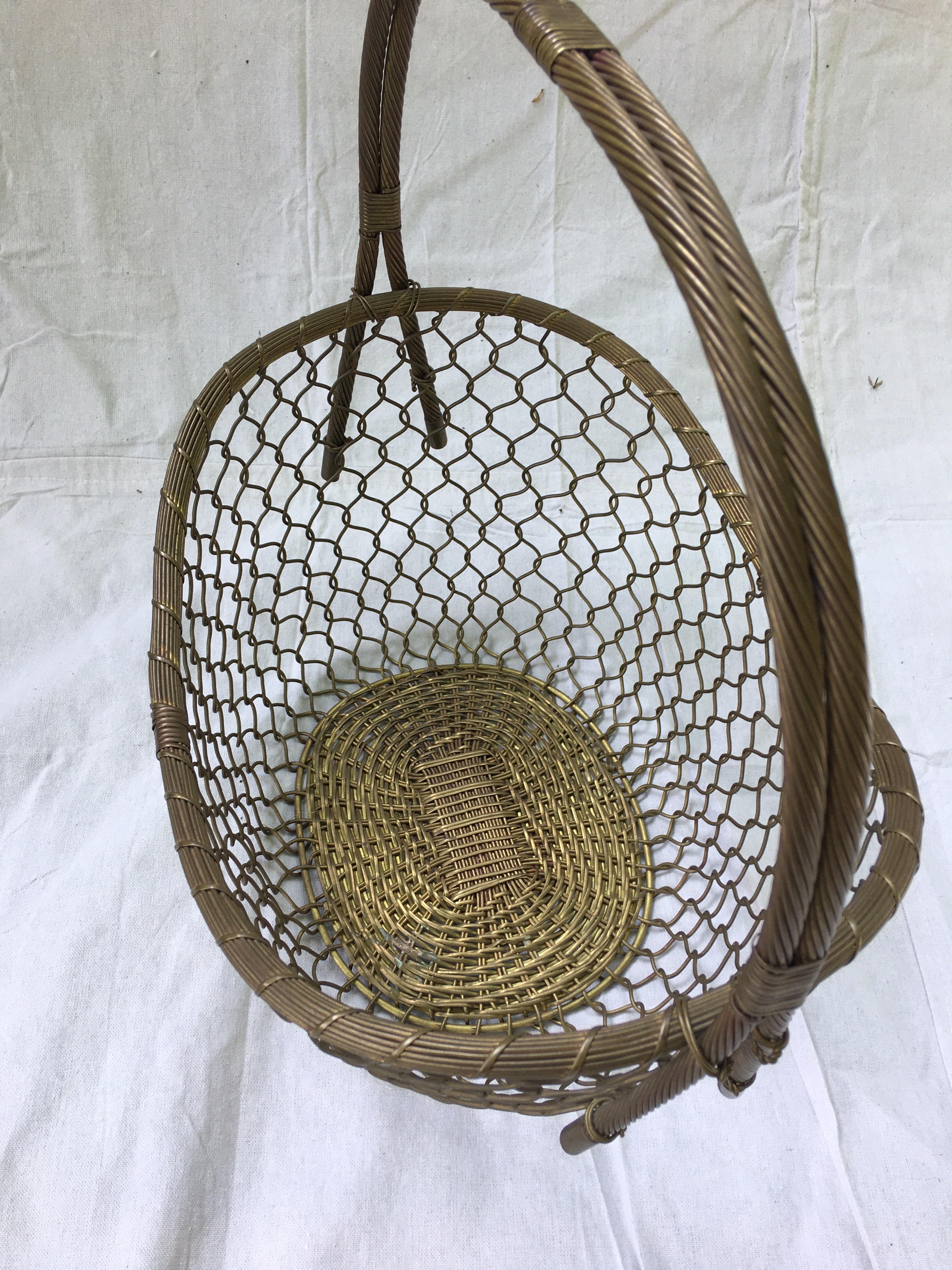 Mid-Century Modern Braided Brass Basket
