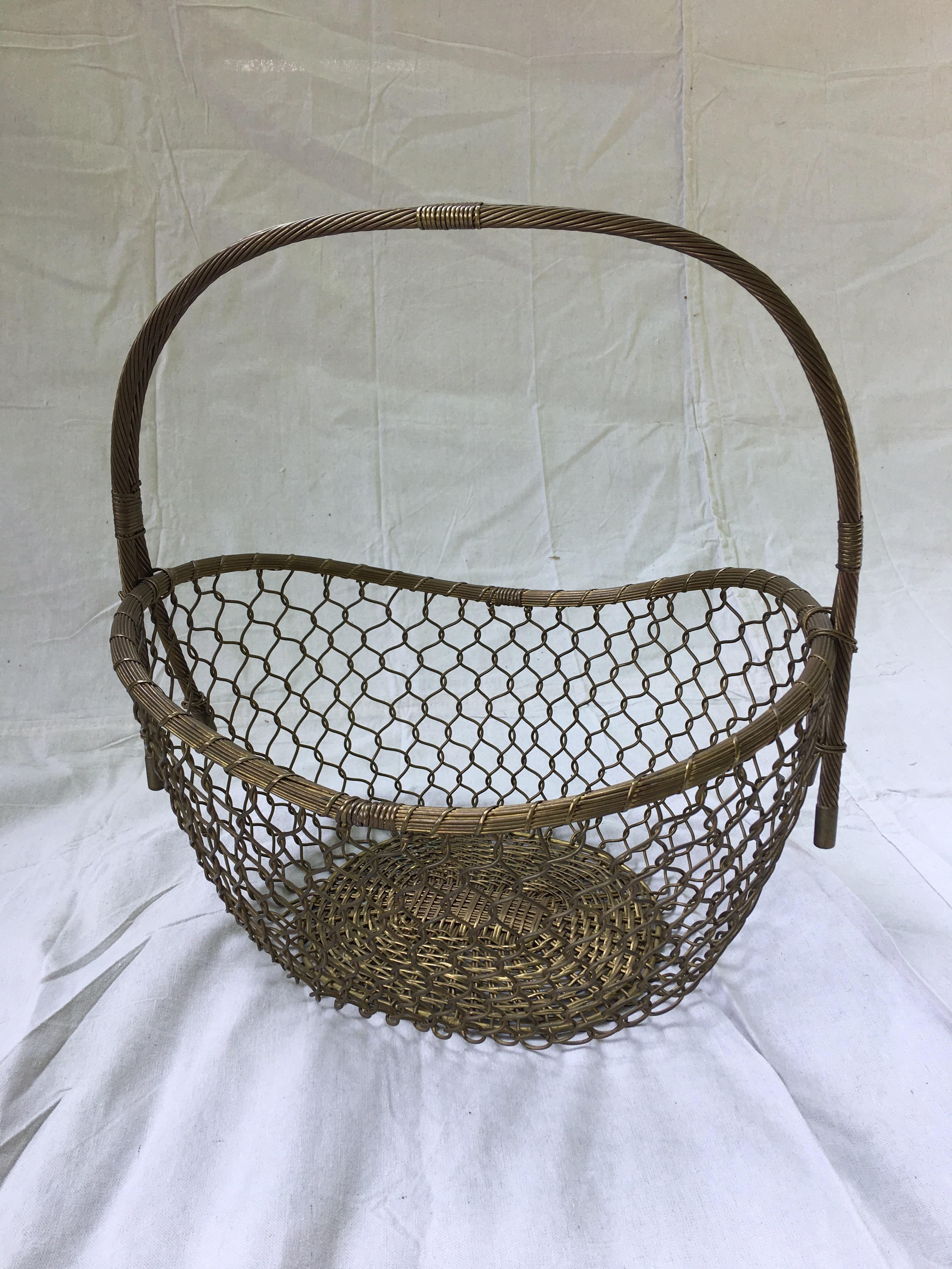 Mid-20th Century Braided Brass Basket