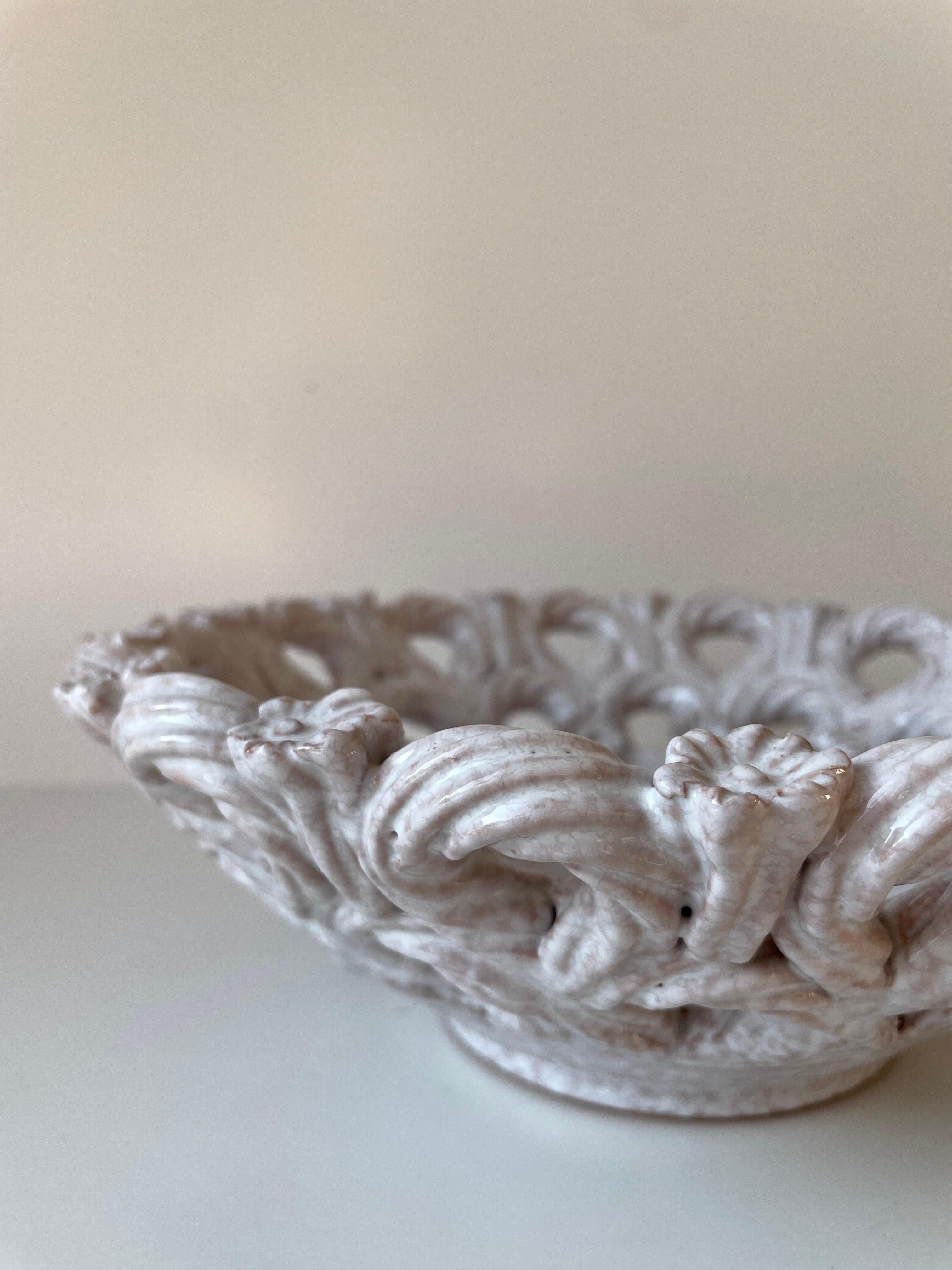 Italian 1950s Braided Ceramic Decorative Bowl For Sale 6
