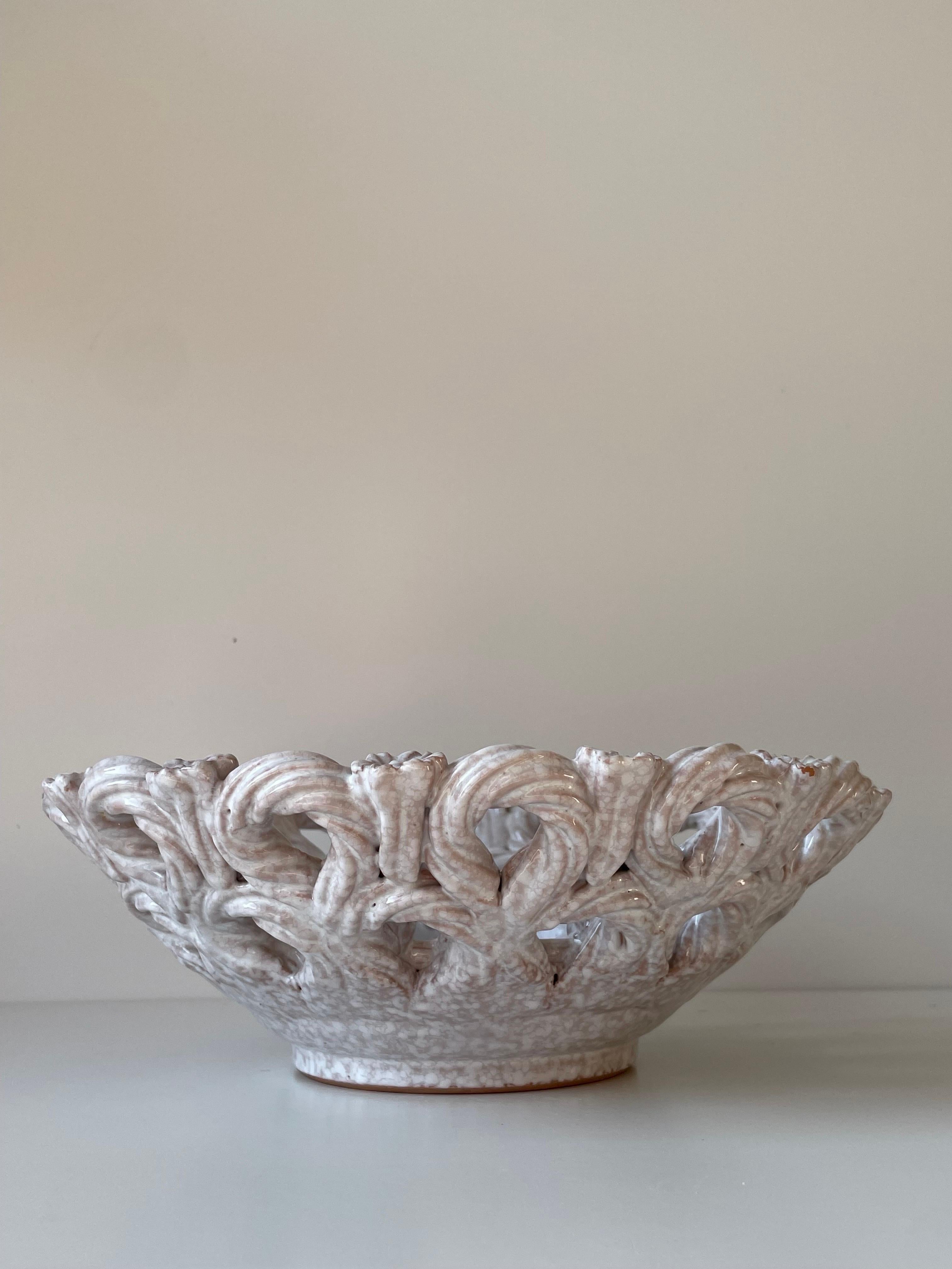 Italian 1950s Braided Ceramic Decorative Bowl For Sale 7