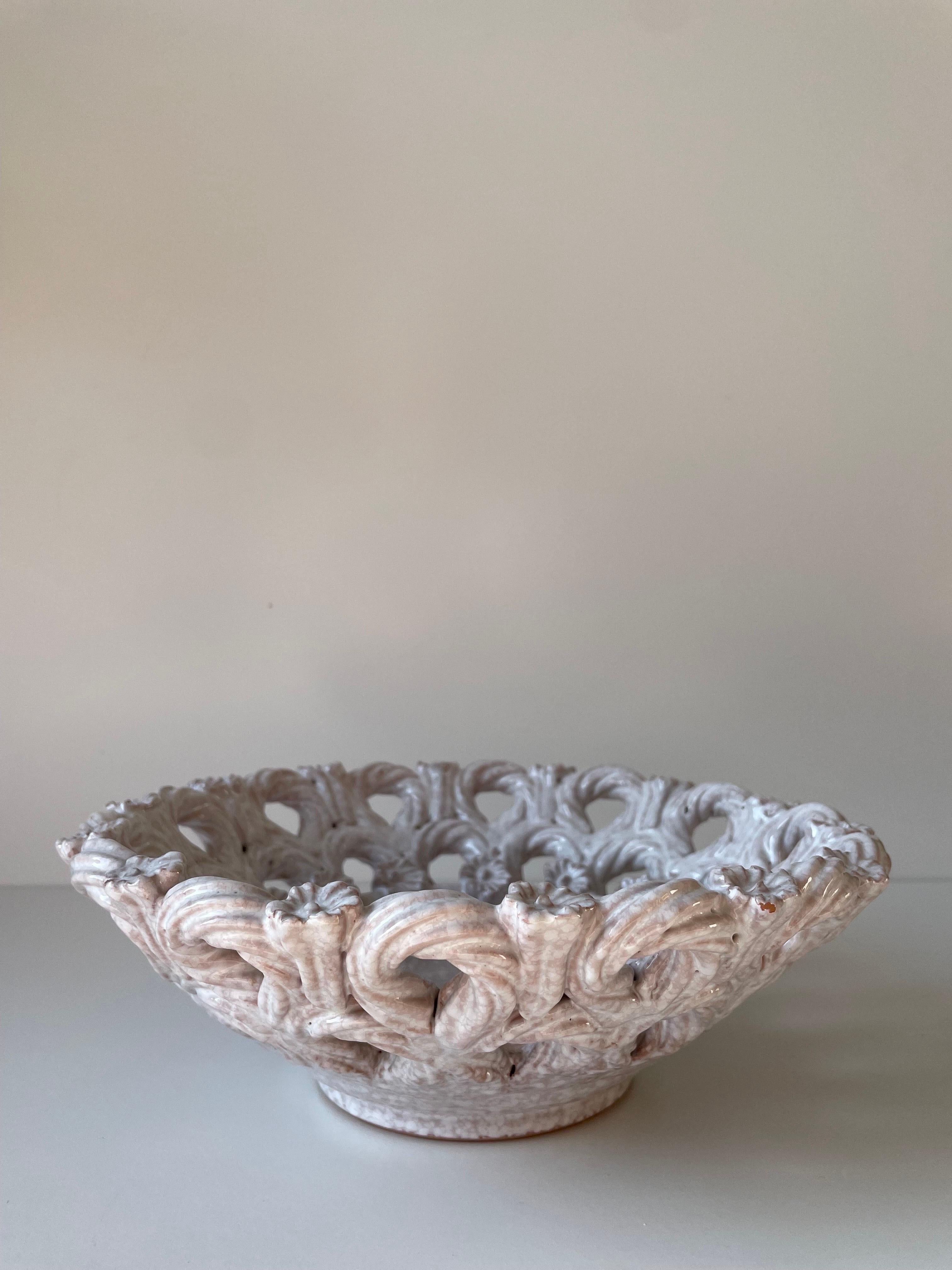 Italian 1950s Braided Ceramic Decorative Bowl For Sale 10