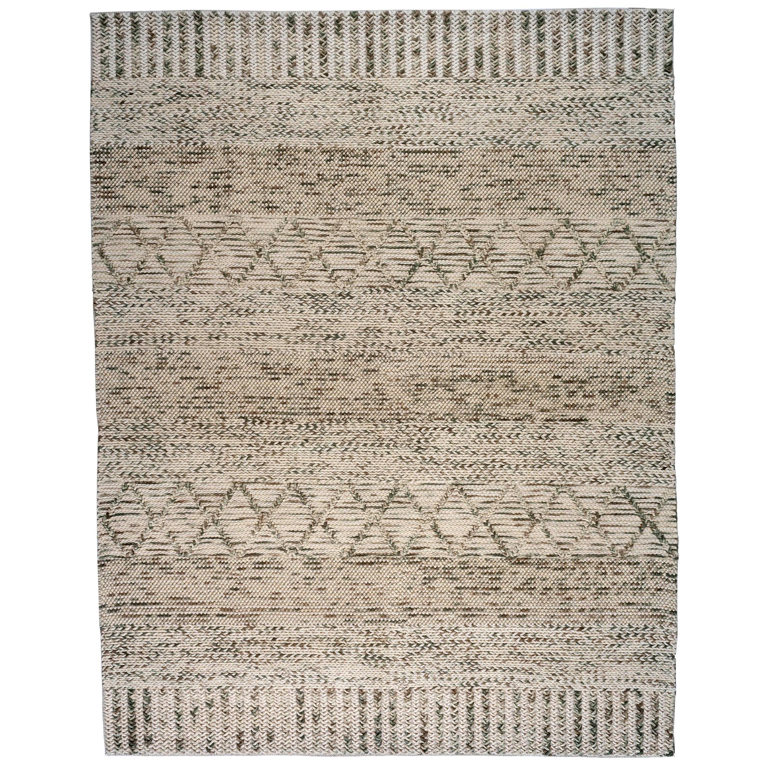Braided Cream and Grey Area Rug For Sale