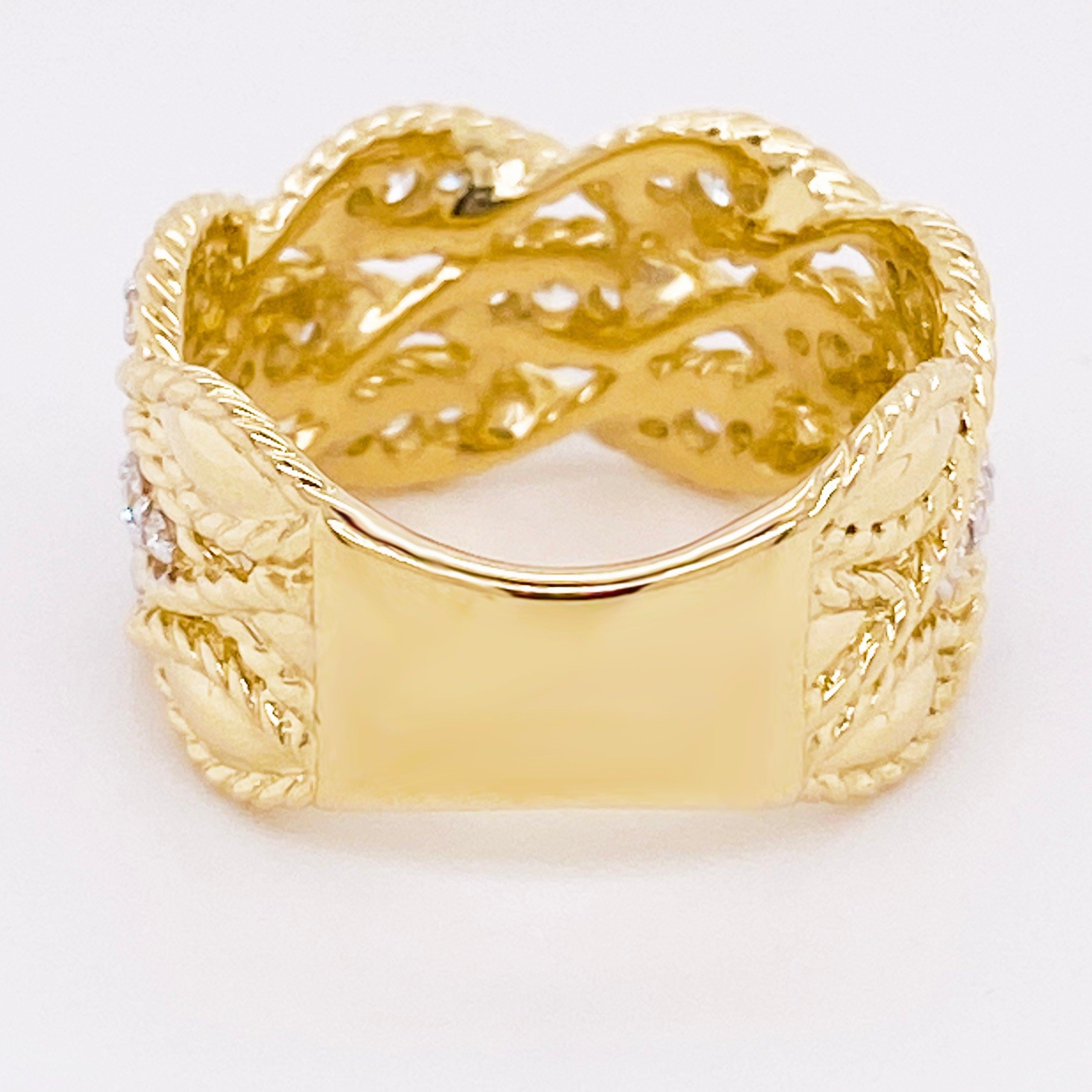 For Sale:  Braided Diamond Ring, 14 Karat Gold Twisted Wide Band, Gabriel Co LR51558Y45JJ 4