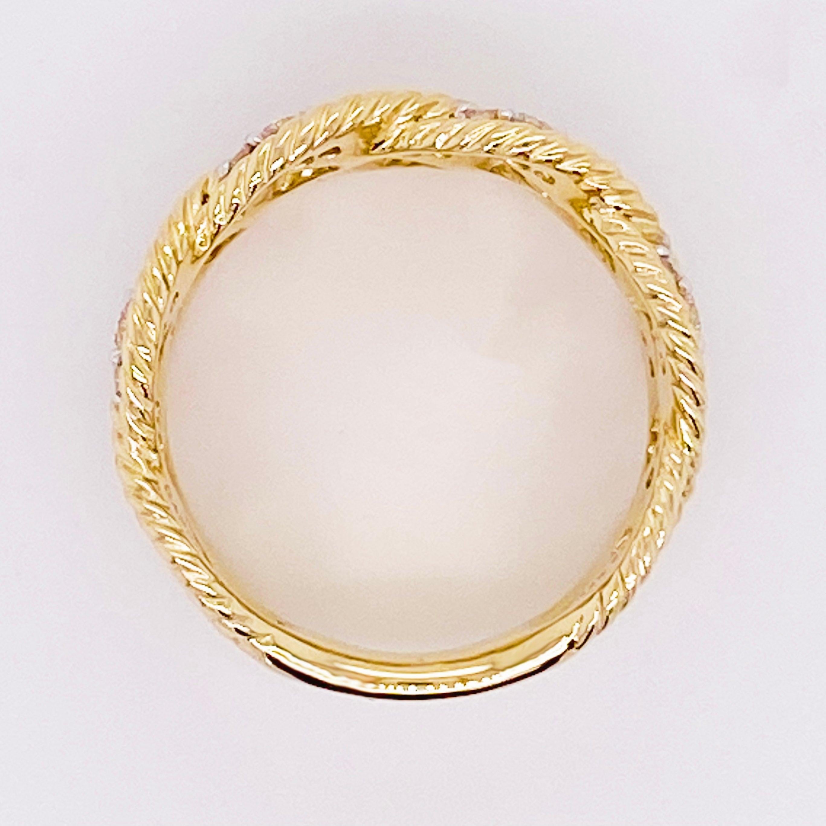 For Sale:  Braided Diamond Ring, 14 Karat Gold Twisted Wide Band, Gabriel Co LR51558Y45JJ 6