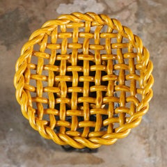 Braided glazed ceramic fruit bowl from Quimper, France, 1970s