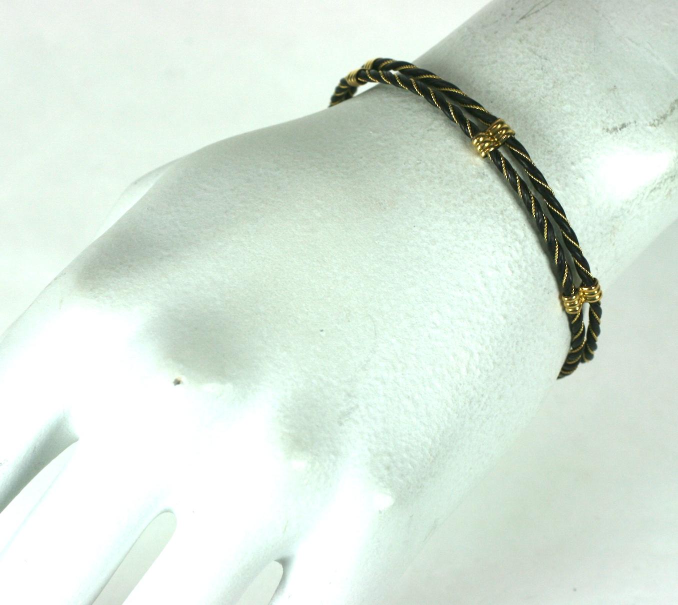 Braided Gold and Elephant Hair Bracelet For Sale at 1stDibs