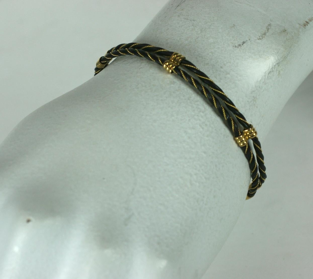 Braided Gold and Elephant Hair Bracelet In Excellent Condition In New York, NY