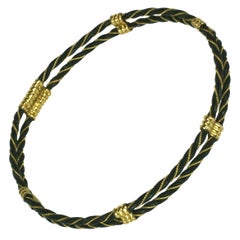 Braided Gold and Elephant Hair Bracelet