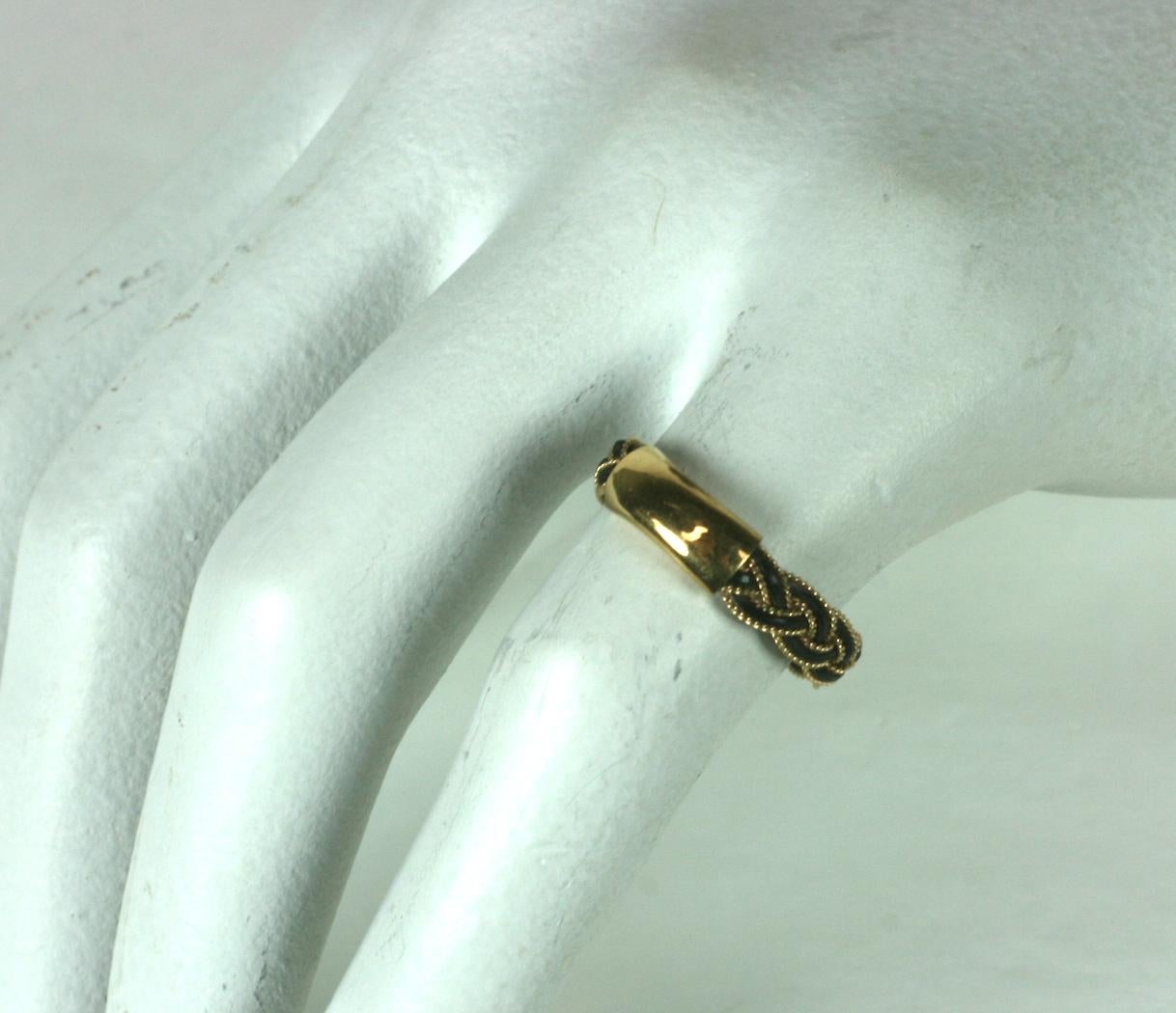 Braided Gold and Elephant Hair Ring 1