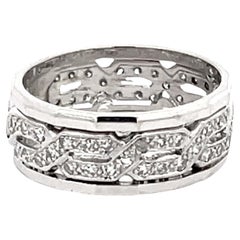 Braided Infinity Diamond Ring Solid 14k White Gold